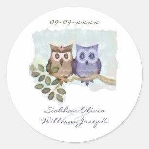 Owls Wedding Classic Round Sticker