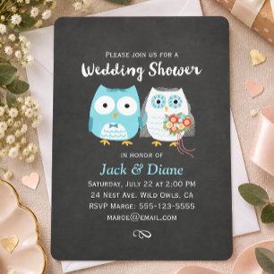 Owls Wedding Shower Couple Cute Bride and Groom Invitation