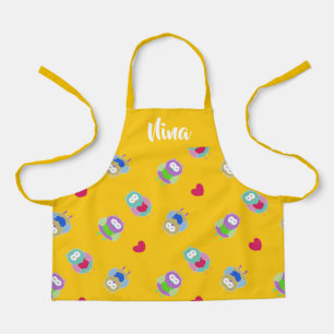 Owls with hearts on orange apron