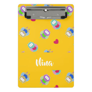 Owls with hearts on orange mini clipboard