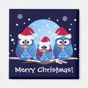 Owls with Santa hats Magnet