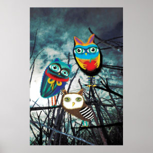 Owls Woodland Poster
