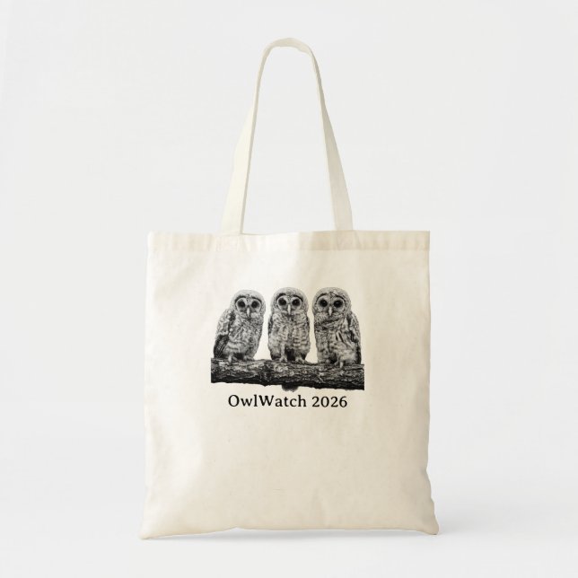 OwlWatch 2026 - Three on a limb Tote Bag (Front)