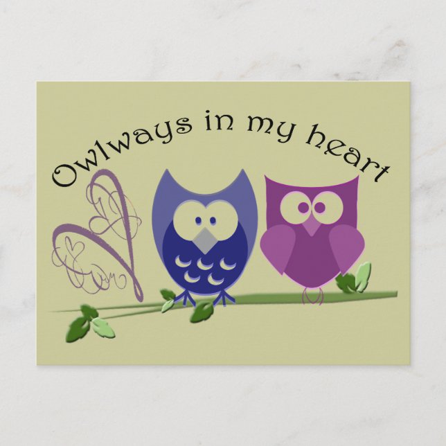 Owlways in my heart, cute Owl Gifts Postcard (Front)