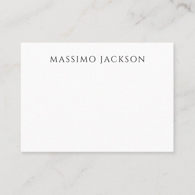 Own Name Calligraphy Chic Plain Simple Black White Calling Card (Front)