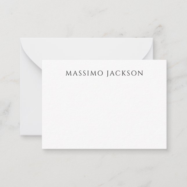 Own Name Calligraphy Chic Plain Simple Black White Card (Front)