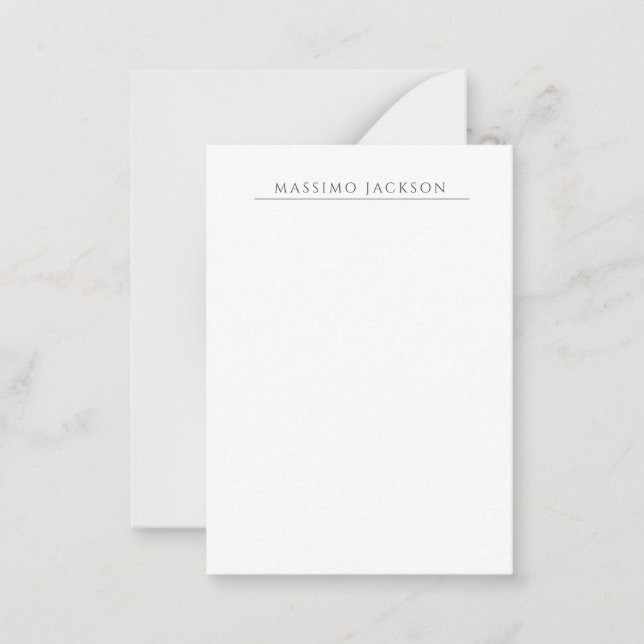 Own Name Calligraphy Chic Plain Simple Black White Card (Front)