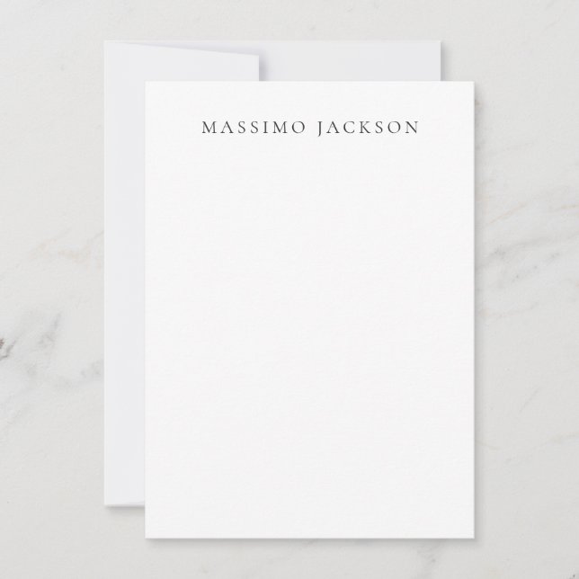 Own Name Calligraphy Chic Plain Simple Black White Card (Front)