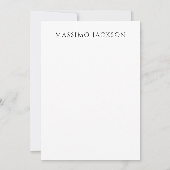 Own Name Calligraphy Chic Plain Simple Black White Card (Front)