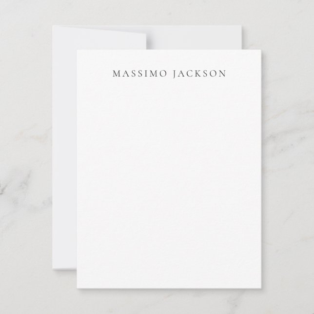 Own Name Calligraphy Chic Plain Simple Black White Card (Front)