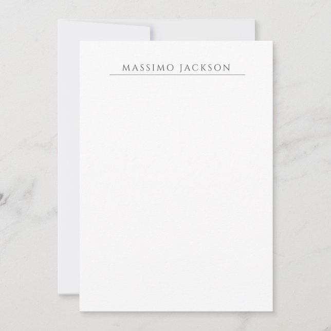 Own Name Calligraphy Chic Plain Simple Black White Card (Front)