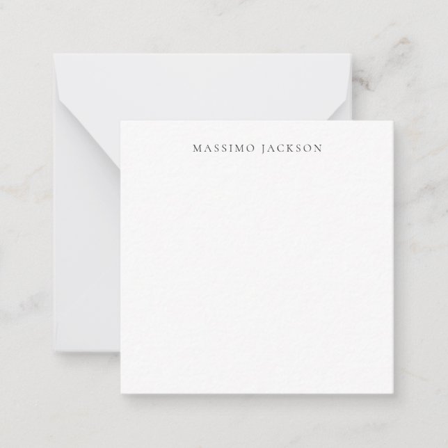 Own Name Calligraphy Chic Plain Simple Black White Card (Front)