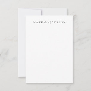 Own Name Calligraphy Chic Plain Simple Black White Card