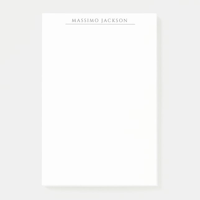 Own Name Calligraphy Chic Plain Simple Black White Post-it Notes (Front)