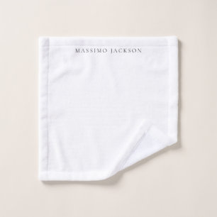 Own Name Calligraphy Chic Plain Simple Black White Wash Cloth