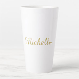 Own Name Creative Trendy Gold Color Script Latte Mug