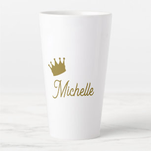 Own Name Creative Trendy Gold Color Script Latte Mug