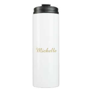Own Name Creative Trendy Gold Color Script Thermal Tumbler