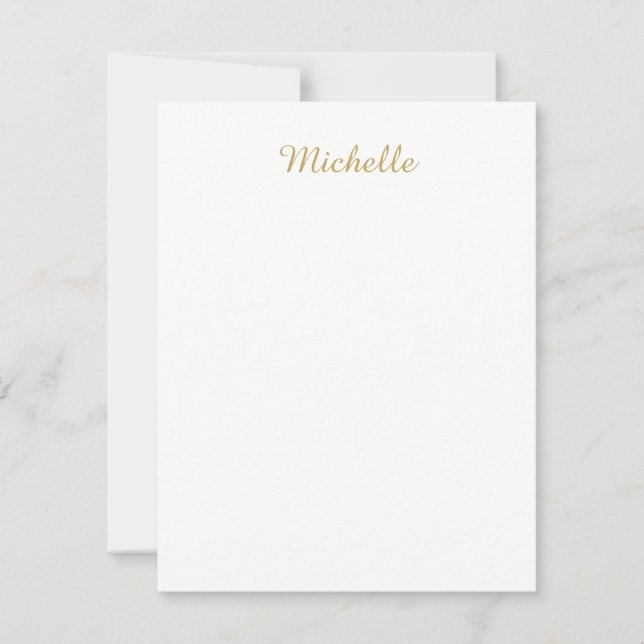 Own Name Creative Trendy Gold Colour Script Card (Front)