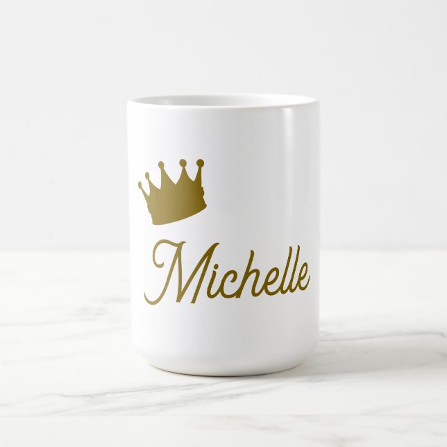 Own Name Creative Trendy Gold Colour Script Coffee Mug (Center)