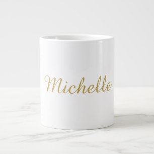 Own Name Creative Trendy Gold Colour Script Large Coffee Mug