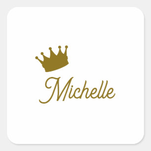 Own Name Creative Trendy Gold Colour Script Square Sticker