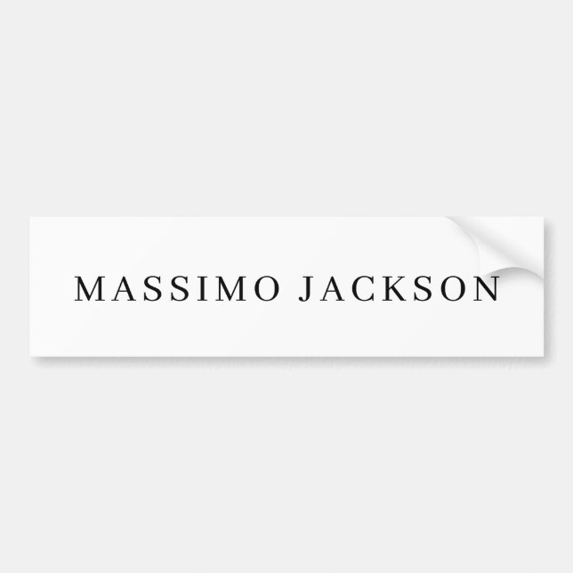 Own Name Decorative Chic Plain Simple Black White Bumper Sticker (Front)