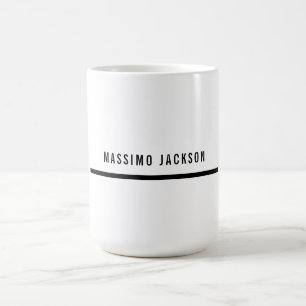 Own Name Decorative Chic Plain Simple Black White Coffee Mug