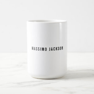 Own Name Decorative Chic Plain Simple Black White Coffee Mug