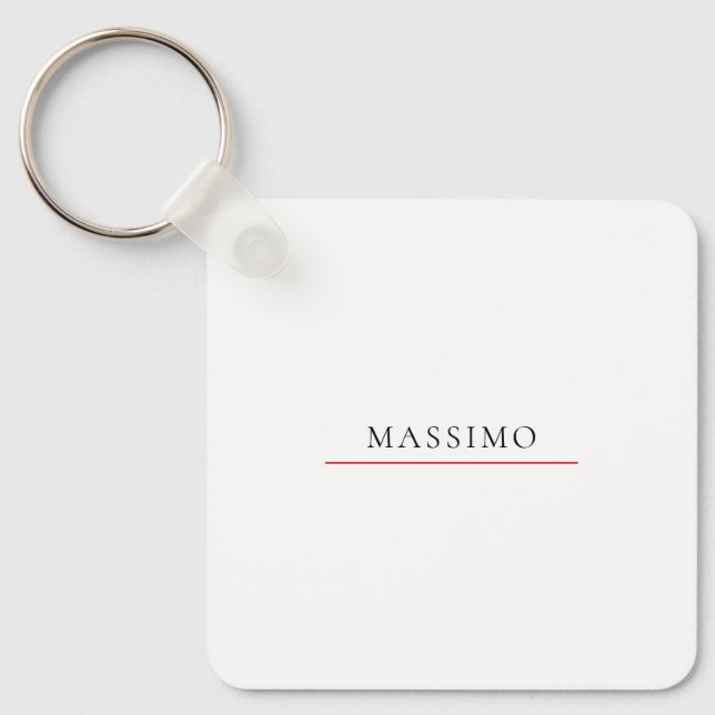 Own Name Decorative Chic Plain Simple Black White Key Ring (Front)