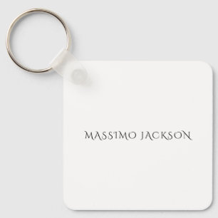 Own Name Decorative Chic Plain Simple Black White Key Ring