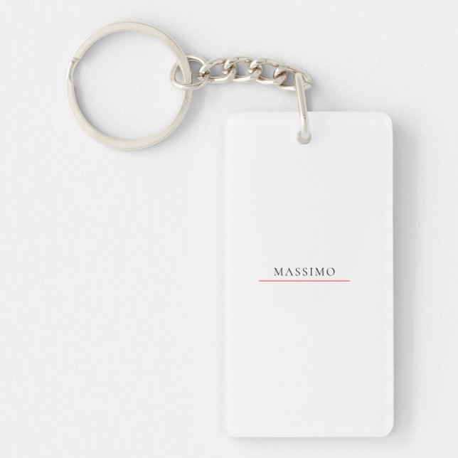 Own Name Decorative Chic Plain Simple Black White Key Ring (Front)