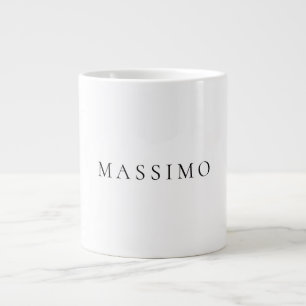 Own Name Decorative Chic Plain Simple Black White Large Coffee Mug