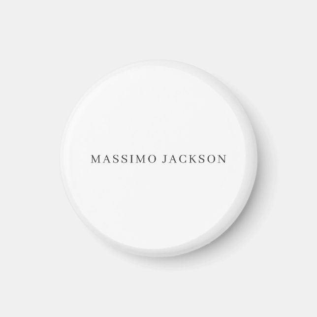 Own Name Decorative Chic Plain Simple Black White Magnet (Front)