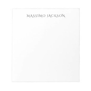 Own Name Decorative Chic Plain Simple Black White Notepad