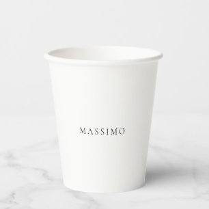 Own Name Decorative Chic Plain Simple Black White Paper Cups