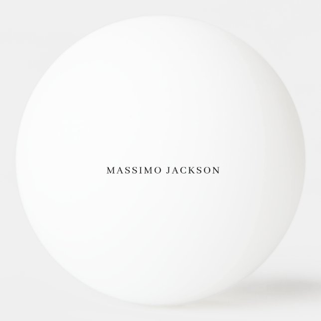 Own Name Decorative Chic Plain Simple Black White Ping Pong Ball (Front)