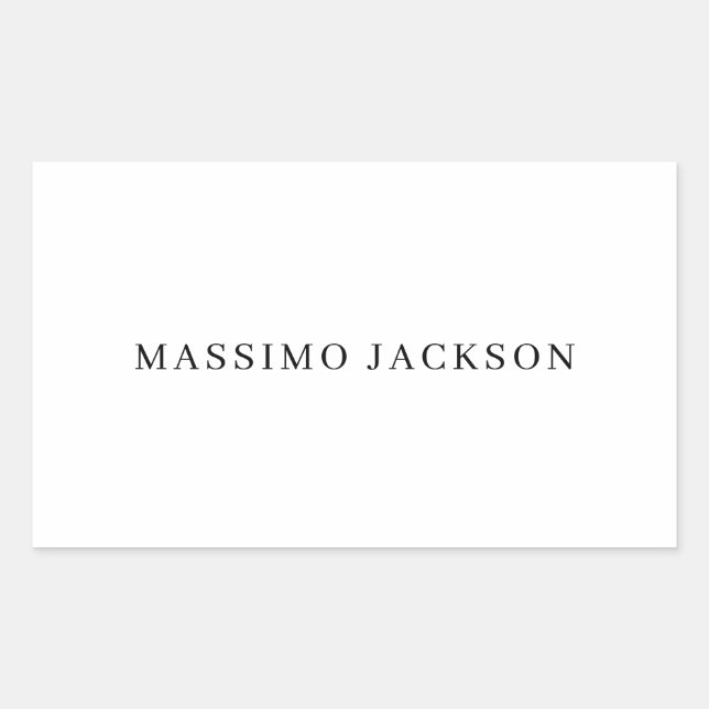 Own Name Decorative Chic Plain Simple Black White Rectangular Sticker (Front)