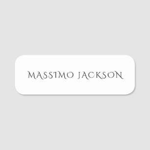 Own Name Decorative Chic Plain Simple Black White Tag