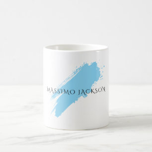 Own Name Decorative Chic Plain Simple Blue White Coffee Mug