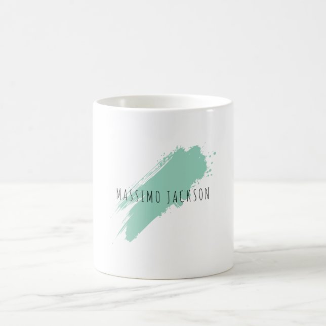 Own Name Decorative Chic Plain Simple Blue White Coffee Mug (Center)