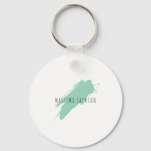 Own Name Decorative Chic Plain Simple Blue White Key Ring