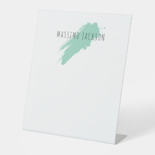 Own Name Decorative Chic Plain Simple Blue White Pedestal Sign