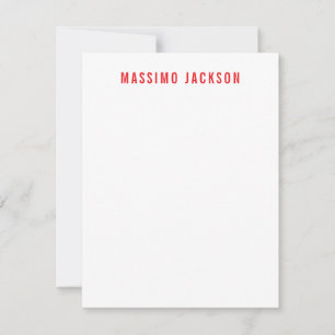 Own Name Decorative Chic Plain Simple Red White Card