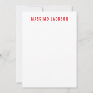 Own Name Decorative Chic Plain Simple Red White Card