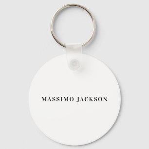 Own Name Decorative Minimalist Plain Black White Key Ring