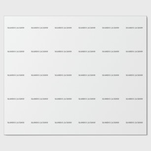 Own Name Decorative Minimalist Plain Black White Wrapping Paper