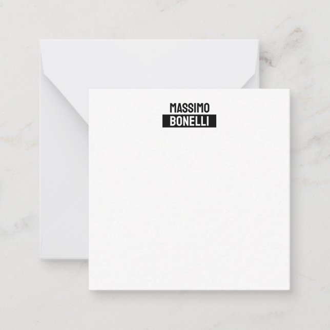 Own Name Minimalist Modern Plain Black White Card (Front)