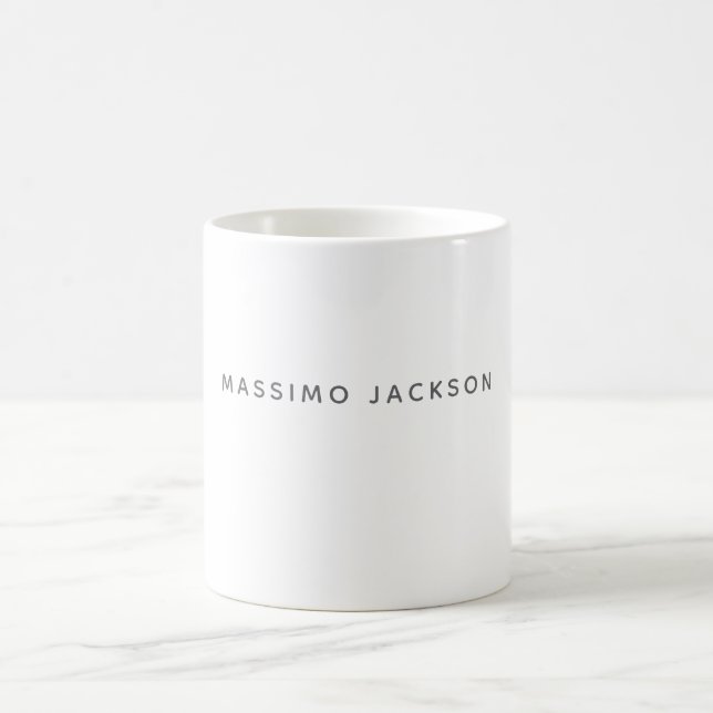 Own Name Minimalist Modern Plain Black White Coffee Mug (Center)
