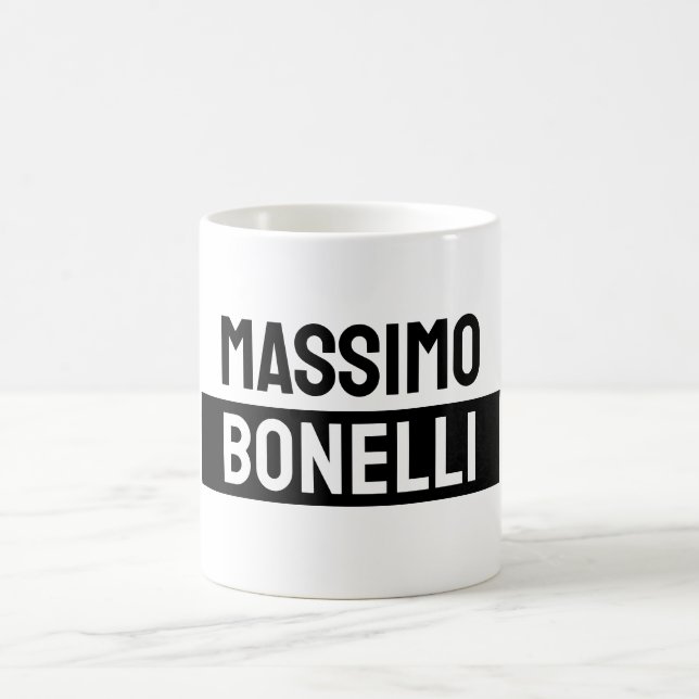 Own Name Minimalist Modern Plain Black White Coffee Mug (Center)